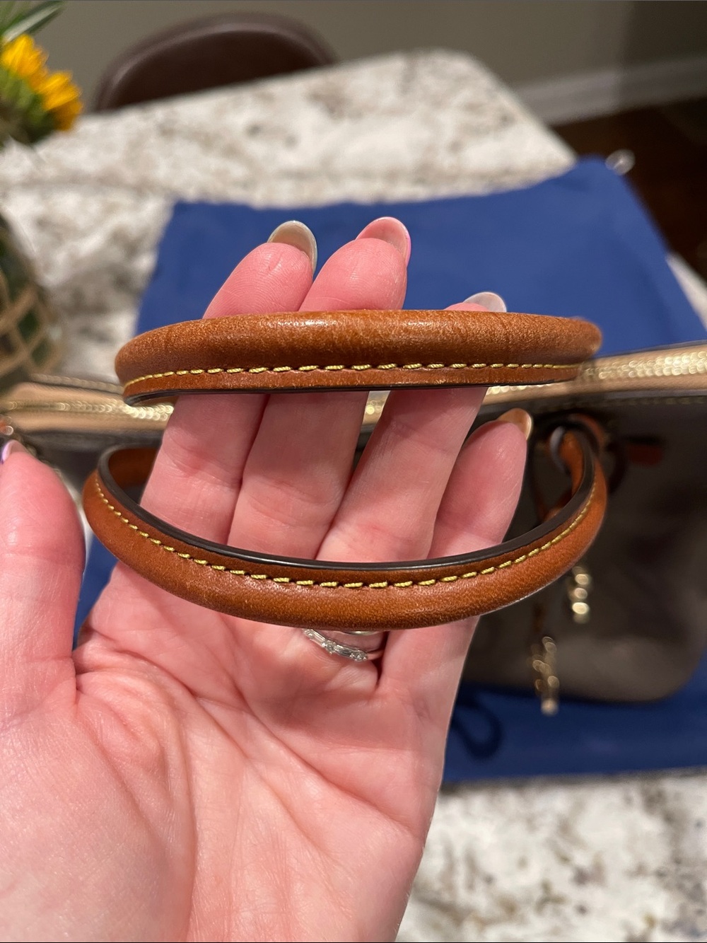 Dooney & Bourke Tall Domed Pebbled Leather Satchel in Elephant with wallet - Picture 3 of 16